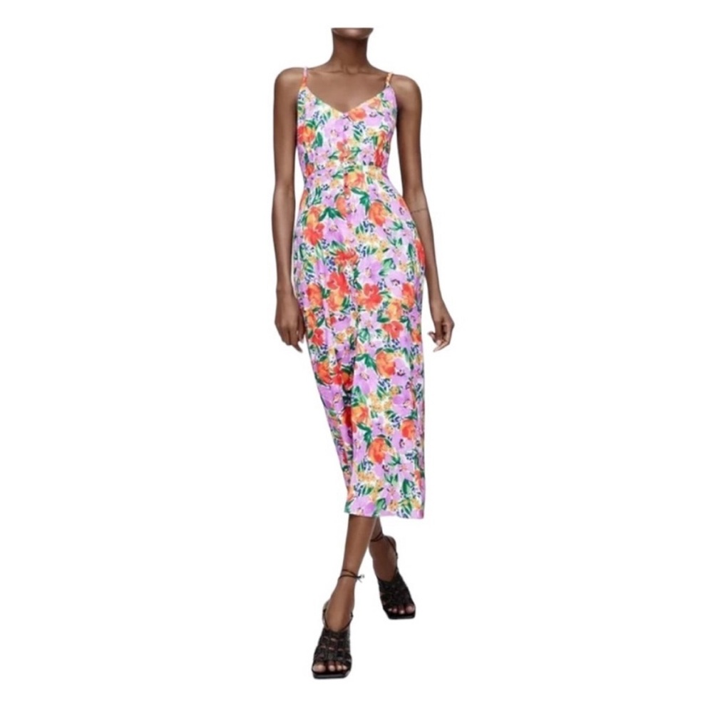 [ZARA] Linen Floral Dress